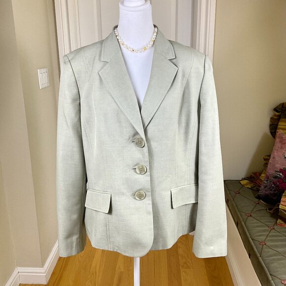 Kasper Blazer Jacket Single Breasted Three Button Close Pockets Beige Plus (18) - Picture 1 of 8